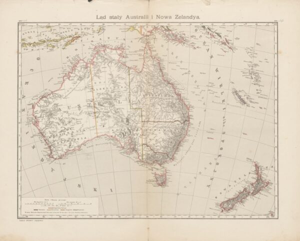 mapa LĄD STAŁY AUSTRALII I NOWA ZELANDYA