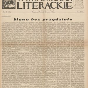 WIADOMOŚCI LITERACKIE NR (645) 13/1936