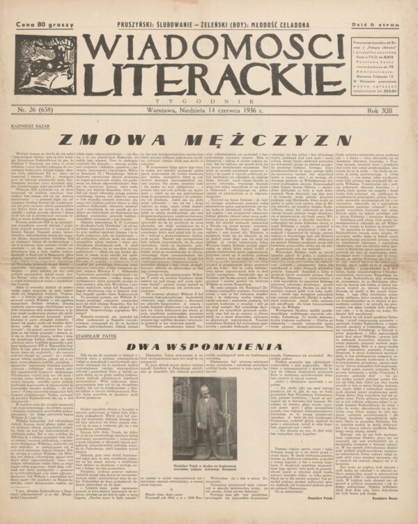 tygodnik WIADOMOŚCI LITERACKIE NR (658) 26 Z 14 CZERWCA 1936 R.