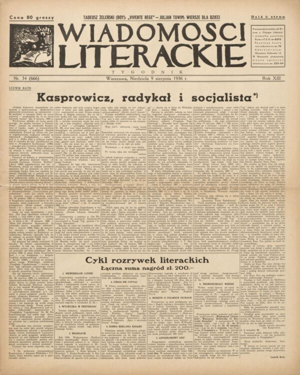 WIADOMOŚCI LITERACKIE NR (666) 34/1936