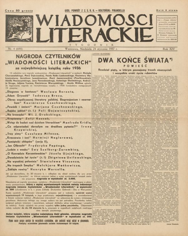 WIADOMOŚCI LITERACKIE NR (690) 4/1937
