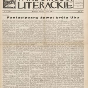 WIADOMOŚCI LITERACKIE NR (492) 21/1933