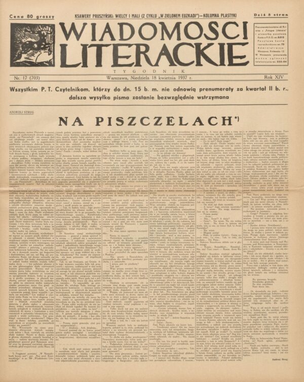 WIADOMOŚCI LITERACKIE NR (703) 17/1937