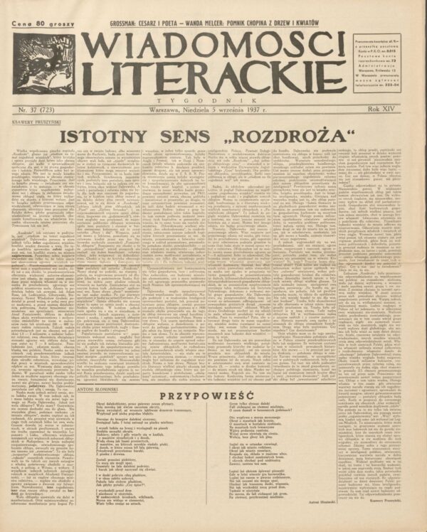 tygodnik WIADOMOŚCI LITERACKIE NR (723) 37 Z 5 WRZEŚNIA 1937 R.
