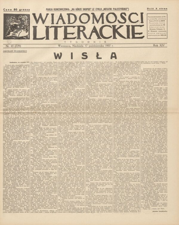 WIADOMOŚCI LITERACKIE NR (729) 43 Z 17 PAŹDZIERNIKA 1937 R.