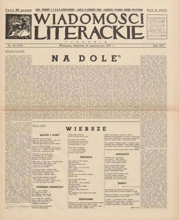WIADOMOŚCI LITERACKIE NR (730) 44/1937