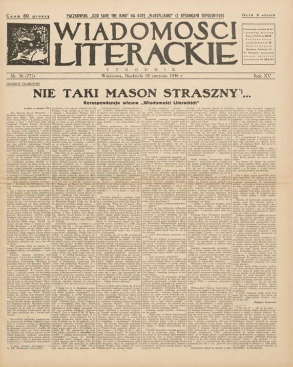 tygodnik WIADOMOŚCI LITERACKIE NR (775) 36 Z 28 SIERPNIA 1938 R.