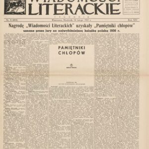 WIADOMOŚCI LITERACKIE NR (694) 8/1937