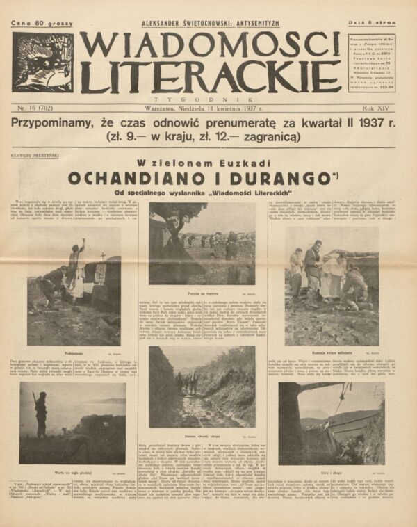tygodnik WIADOMOŚCI LITERACKIE NR (702) 16 Z 11 KWIETNIA 1937 R.