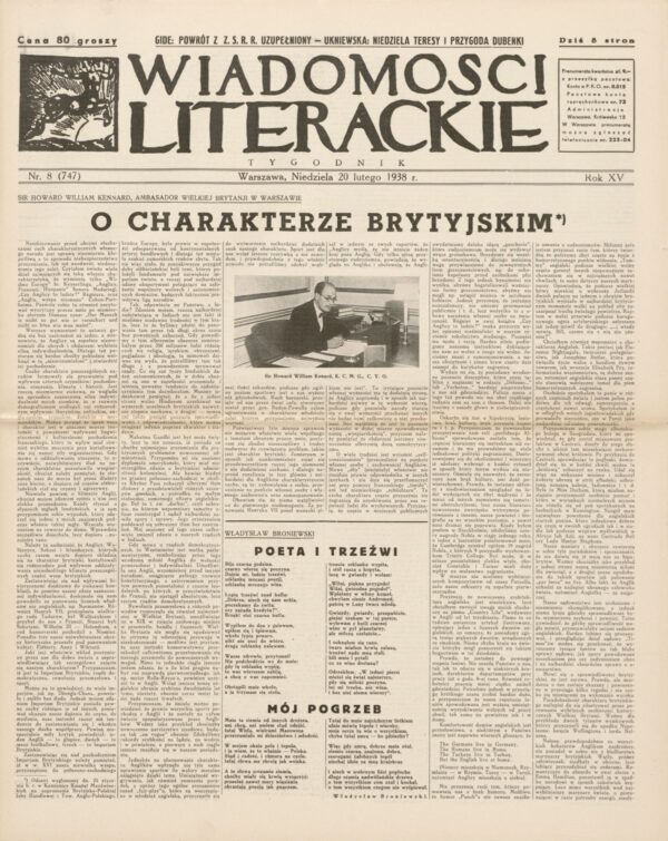 WIADOMOŚCI LITERACKIE NR (747) 8/1938