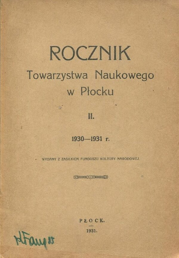 ROCZNIK TOWARZYSTWA NAUKOWEGO W PŁOCKU. II. 1930-31 R.