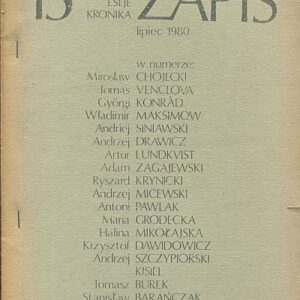 ZAPIS. PROZA, POEZJA, ESEJE, KRONIKA. LIPIEC 1980. NR 15