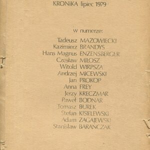 ZAPIS. PROZA, POEZJA, ESEJE, KRONIKA. LIPIEC 1979