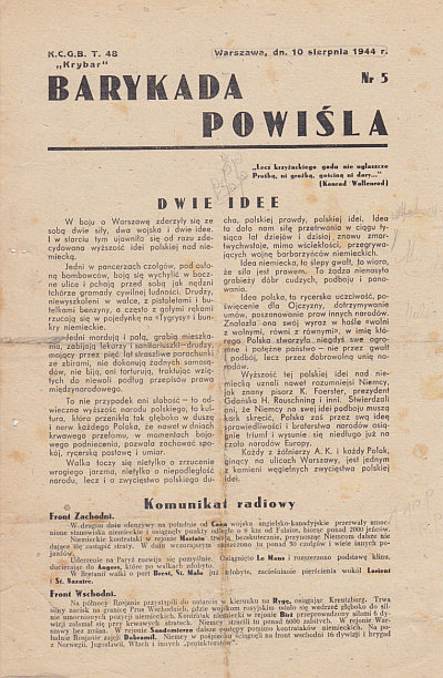 BARYKADA POWIŚLA nr 5, 10 sierpnia 1944