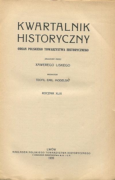 KWARTALNIK HISTORYCZNY 1935 zeszyt 4