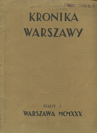 KRONIKA WARSZAWY. ZESZYT 7/1930