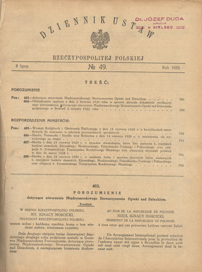 DZIENNIK USTAW RZECZYPOSPOLITEJ POLSKIEJ. Nr 49-92/1929