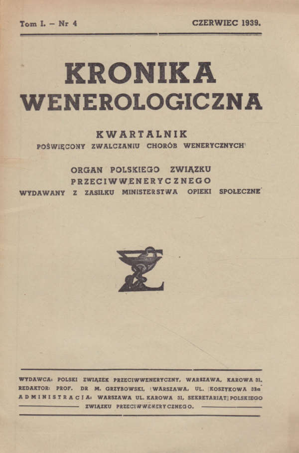 KRONIKA WENEROLOGICZNA, NR 4 (1939)