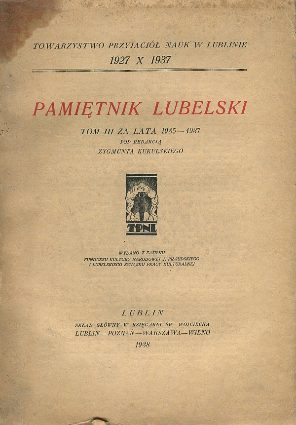 PAMIĘTNIK LUBELSKI (TOM III ZA LATA 1935-1937)