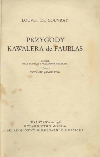 PRZYGODY KAWALERA DE FAUBLAS