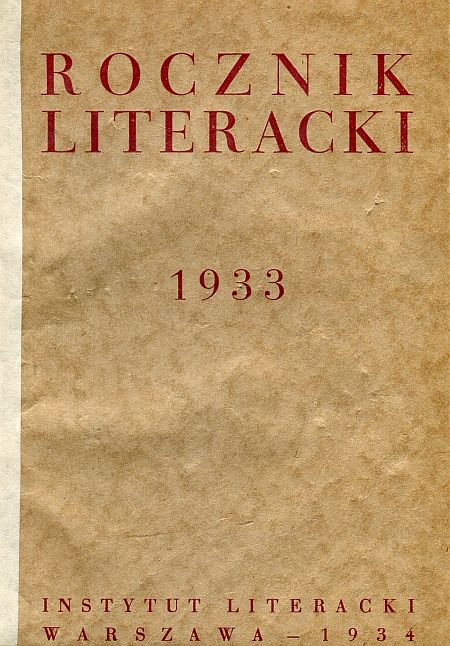 ROCZNIK LITERACKI ZA ROK 1933