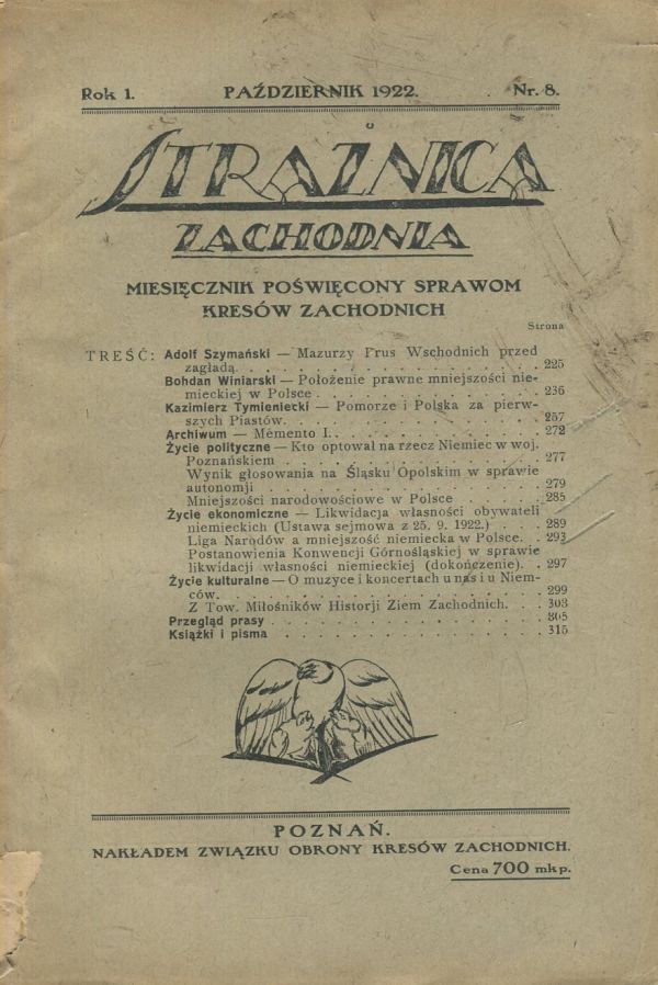 STRAŻNICA ZACHODNIA, NR 8/1922