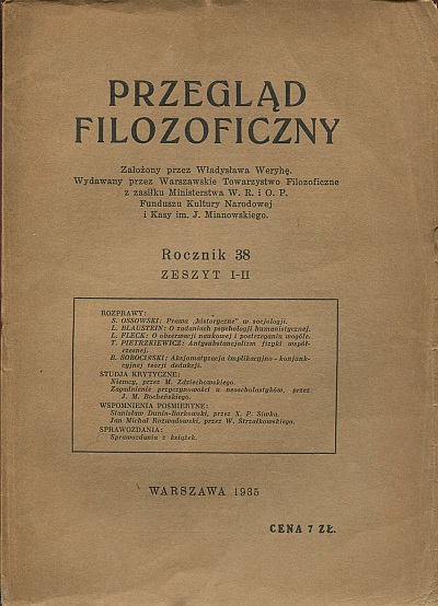 PRZEGLĄD FILOZOFICZNY 1935/ZESZYT I-II