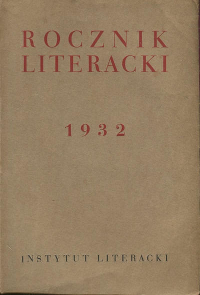 ROCZNIK LITERACKI ZA ROK 1932