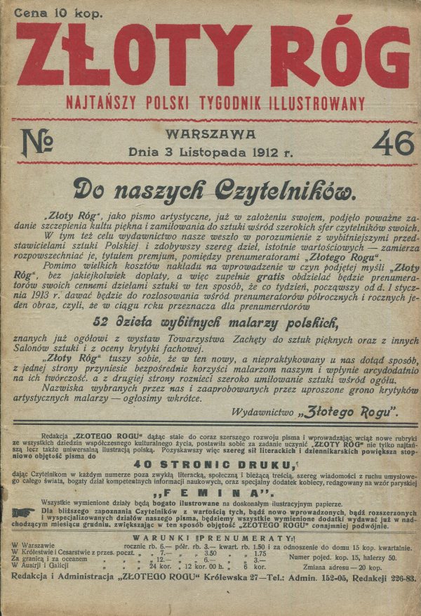 ZŁOTY RÓG, NO 46 (1912)