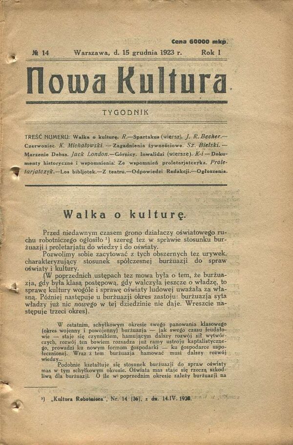 NOWA KULTURA NR 14/1923
