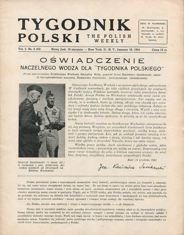 TYGODNIK POLSKI. NR 3 (55). 16 STYCZNIA 1944