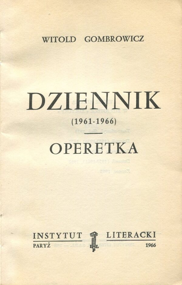 DZIENNIK (1961-1966). OPERETKA