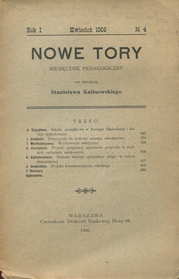 miesięcznik NOWE TORY 1906 NR 4