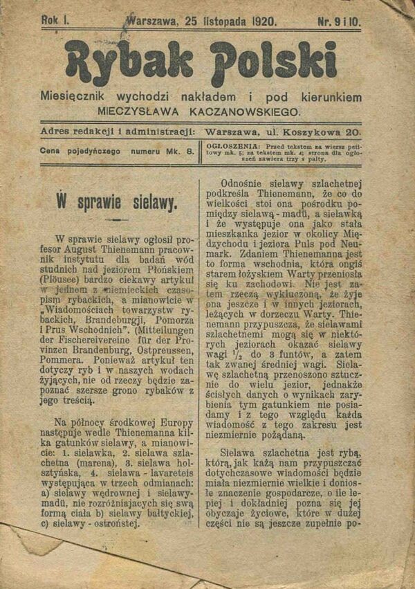 miesięcznik RYBAK POLSKI (25 LISTOPADA 1920)
