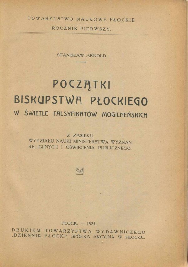 ROCZNIK TOWARZYSTWA NAUKOWEGO W PŁOCKU. I. 1929 R.