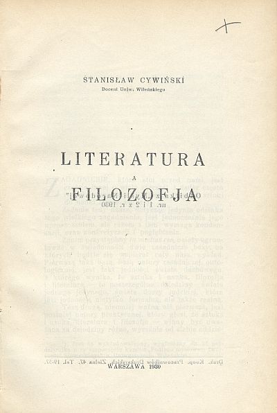 LITERATURA A FILOZOFIA 1930