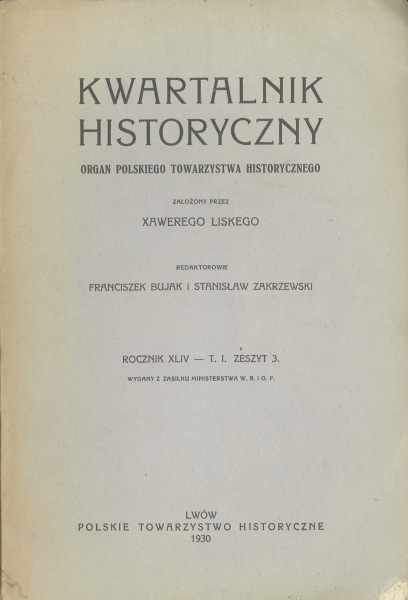 KWARTALNIK HISTORYCZNY 1930 zeszyt 3
