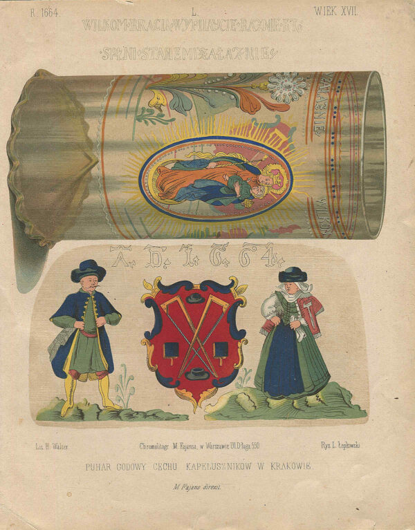 litografia PUHAR GODOWY CECHU KAPELUSZNIKÓW W KRAKOWIE (1857)