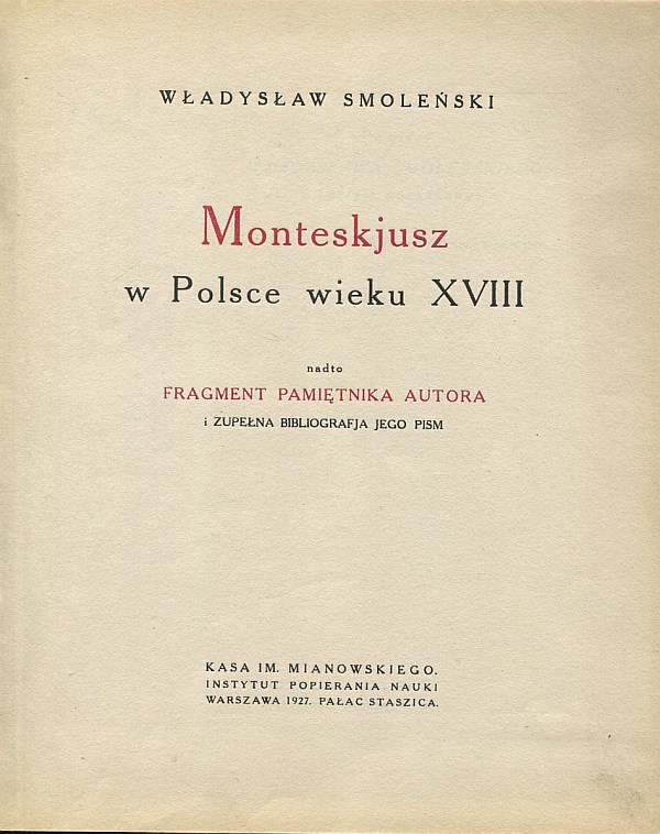 MONTESKIUSZ W POLSCE WIEKU XVIII