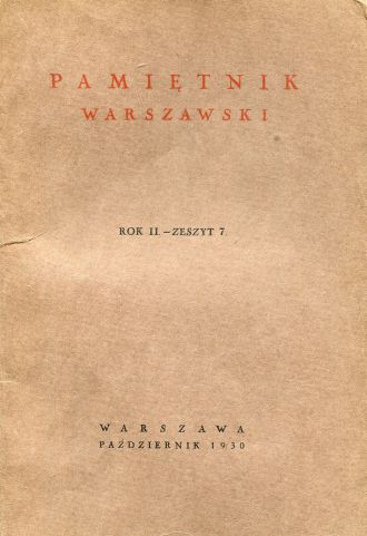 PAMIĘTNIK WARSZAWSKI NR 7/1930