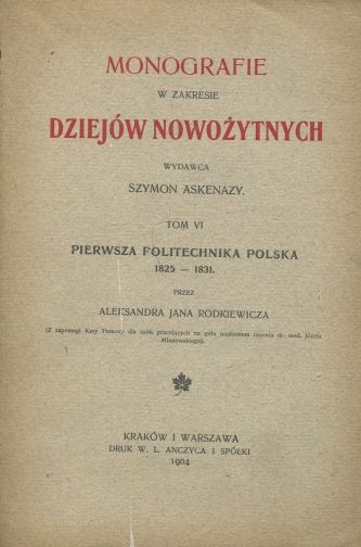 PIERWSZA POLITECHNIKA POLSKA 1825-1831