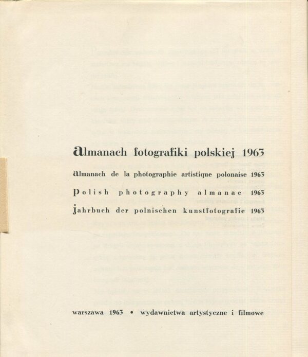 ALMANACH FOTOGRAFIKI POLSKIEJ 1963