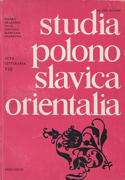 STUDIA POLONO-SLAVICA-ORIENTALIA. ACTA LITTERARIA VIII