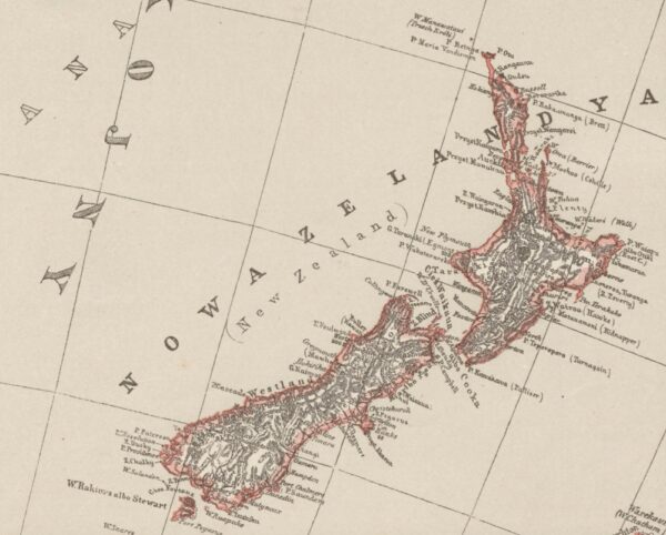 mapa LĄD STAŁY AUSTRALII I NOWA ZELANDYA