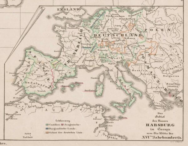 mapa HISZPANIA I PORTUGALIA W XVI. WIEKU