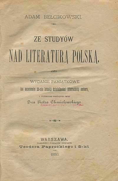 ZE STUDIÓW NAD LITERATURĄ POLSKĄ