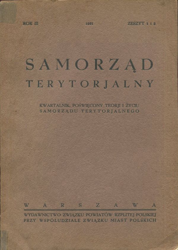kwartalnik SAMORZĄD TERYTORIALNY 1931/ZESZYT 1-2