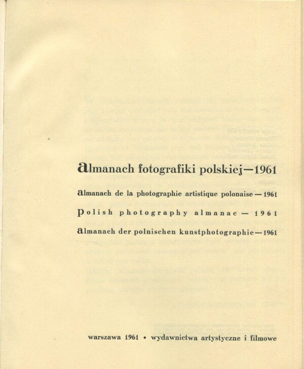 ALMANACH FOTOGRAFIKI POLSKIEJ 1961