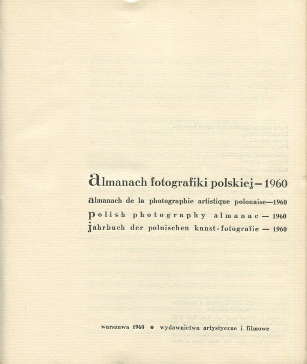 ALMANACH FOTOGRAFIKI POLSKIEJ 1960