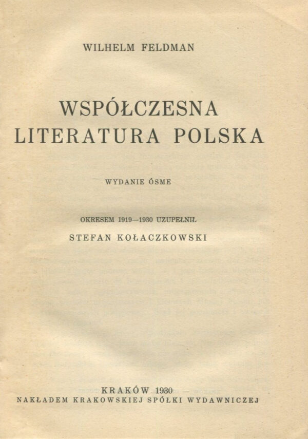 współczesna literatura polska [1930]